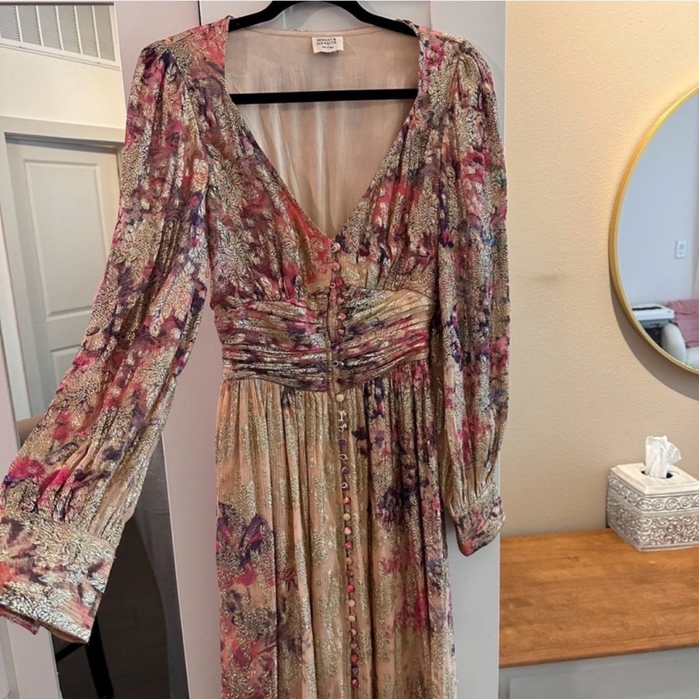 HEMANT & NANDITA Multicolor Floral Long Sleeve Dress